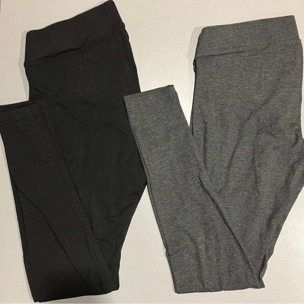 2 Pack Bundle Bumpstart Maternity Leggings Black and Charcoal Gray
